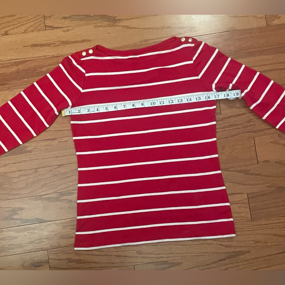 Lands' End- Red and White Striped Long‎ Sleeve Top Size XS - Picture 5 of 7